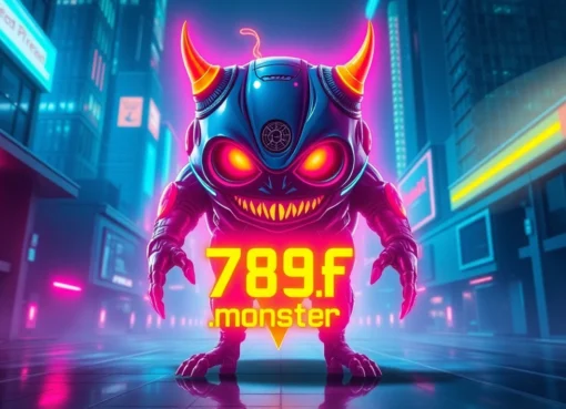 Dynamic depiction of 789f.monster as a sleek, digital entity with glowing accents in a cyber environment, highlighting its unique design and technological essence for an engaging user experience.