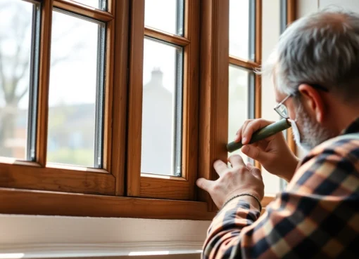 Professional sash window repair showing precise restoration of wooden frames and sash cords to preserve historic charm.