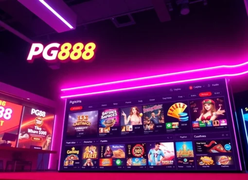 Hình ảnh nền casino trực tuyến của nhà cái PG88 thể hiện đa dạng trò chơi, màu sắc bắt mắt và trải nghiệm giải trí đỉnh cao.