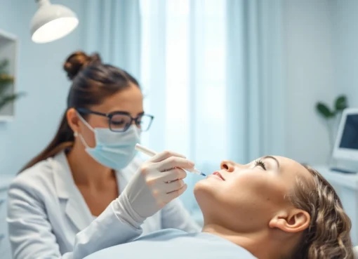 Patient receiving a Botox Behandlung, showcasing the delicate application process for wrinkle smoothing.