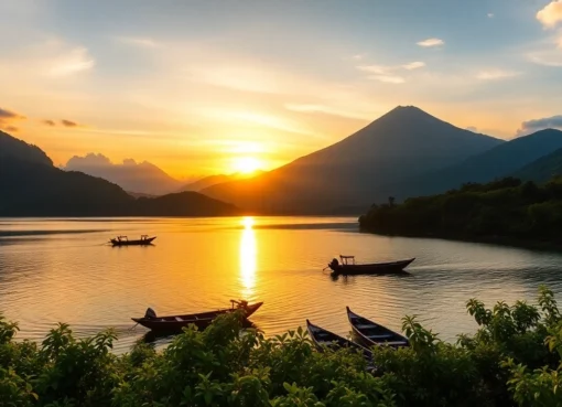 Beautiful view of Lombok with towering Mount Rinjani, pristine beaches, and clear blue waters, inviting adventure and relaxation.