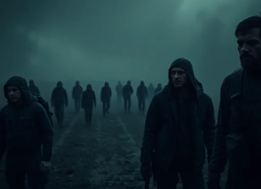 Screenshot from the series "Одни из нас" 1 сезон смотреть онлайн with intense characters in a dystopian setting, highlighting gripping action scenes.