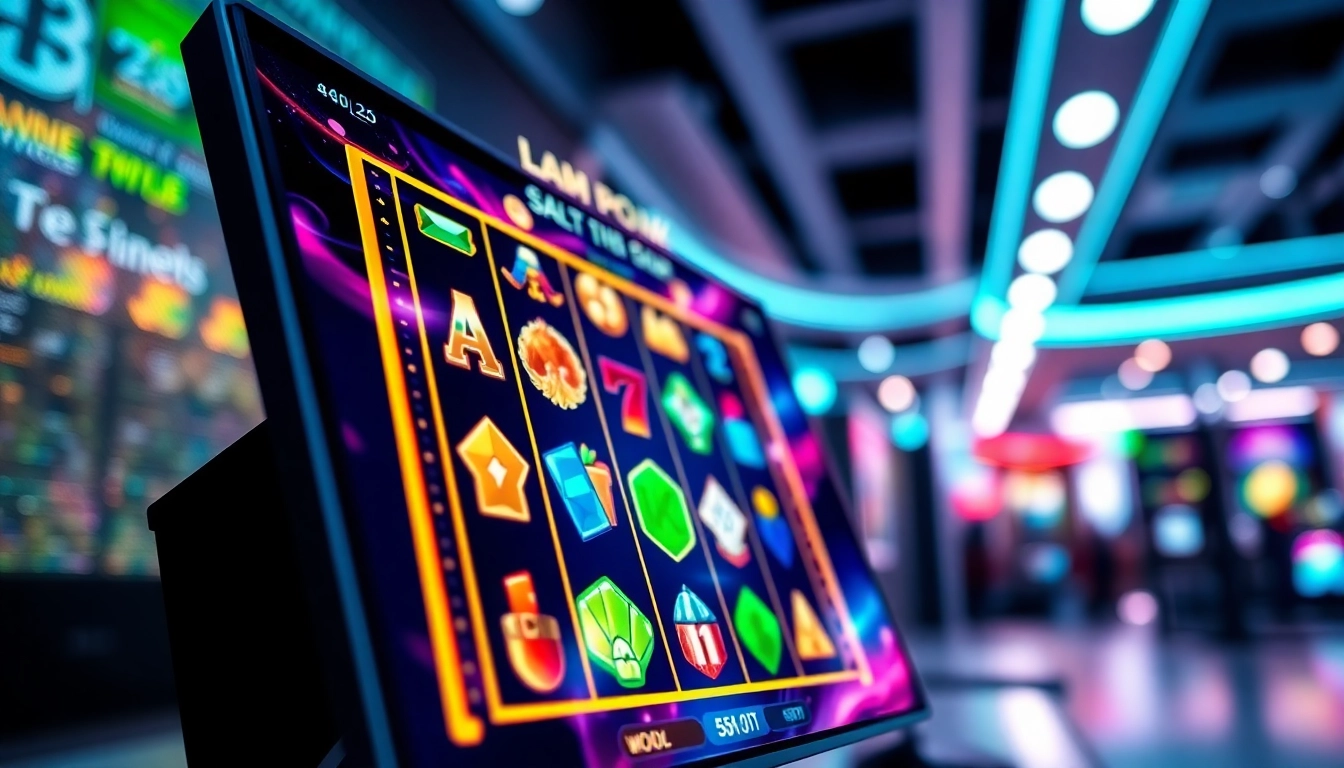 Gambar tampilan game slot online yang menarik dan berwarna-warni di layar digital.