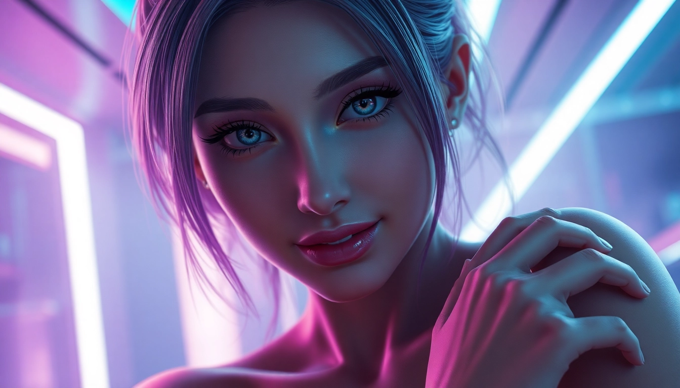 Close-up of a realistic AI character with expressive eyes and soft lighting in a futuristic setting.