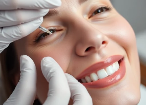 Profesionelle Botox Behandlung in Zürich: Entspannte Patientin erhält eine sichere Injektion bei einem Facharzt für ästhetische Medizin, natürliche Resultate garantiert.