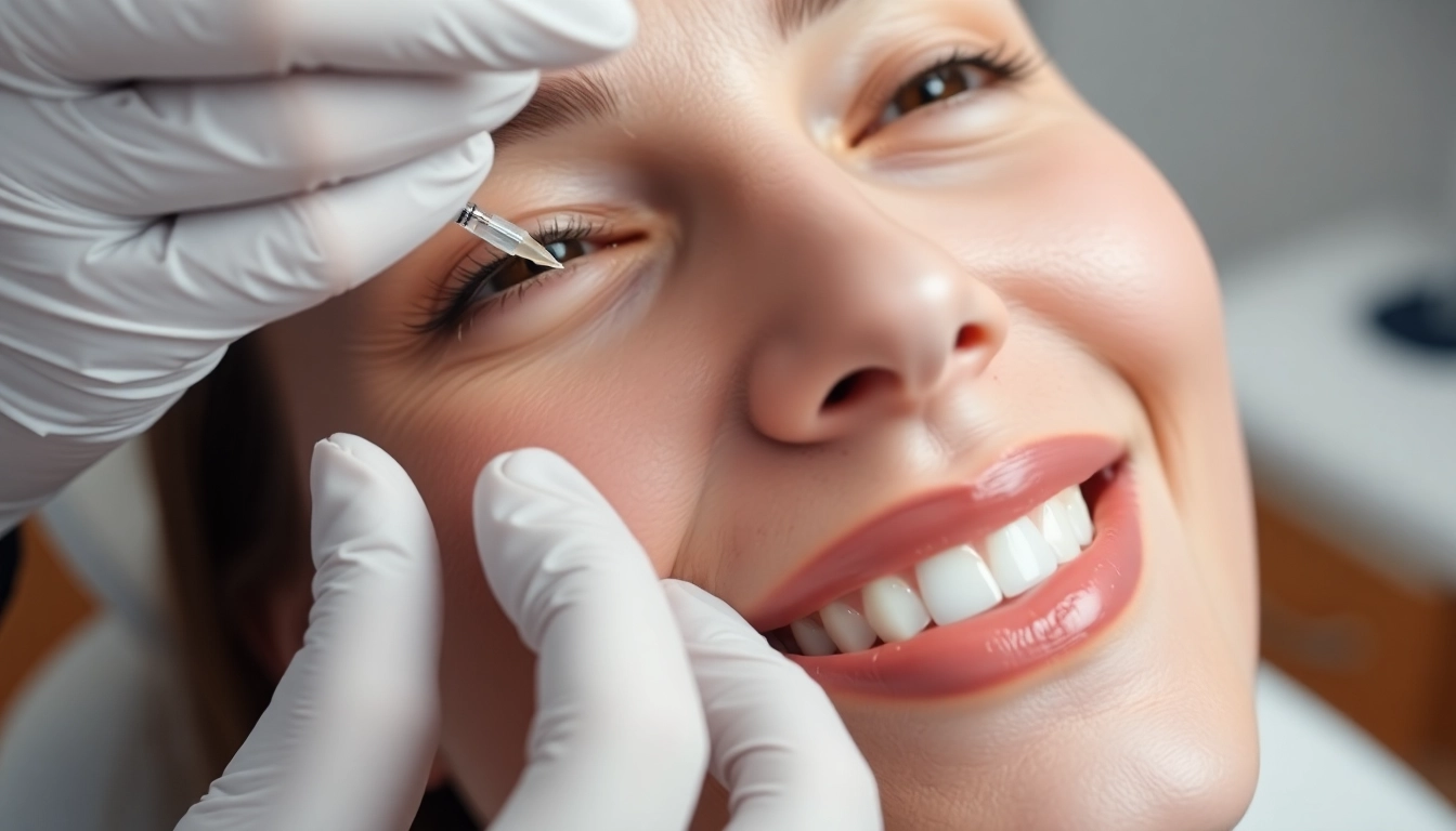 Profesionelle Botox Behandlung in Zürich: Entspannte Patientin erhält eine sichere Injektion bei einem Facharzt für ästhetische Medizin, natürliche Resultate garantiert.