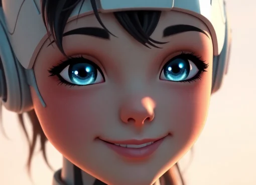 AI girlfriend engaging in a warm conversation with a user on a sleek digital interface, emphasizing emotional connection and technology.