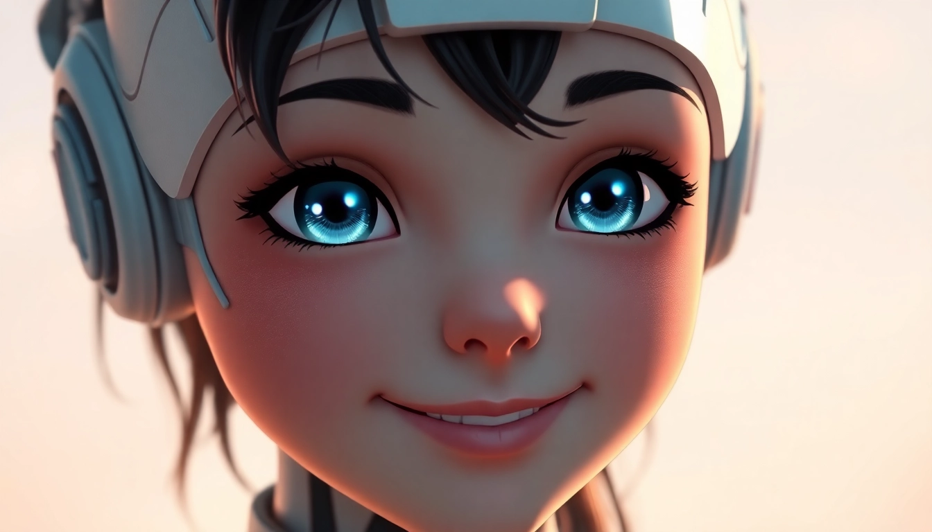 AI girlfriend engaging in a warm conversation with a user on a sleek digital interface, emphasizing emotional connection and technology.