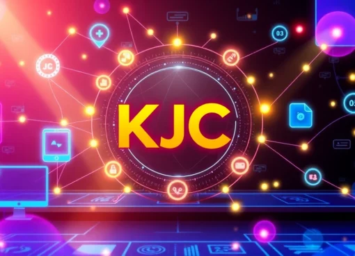 KJC logo displayed on a dynamic digital background symbolizing a global entertainment alliance