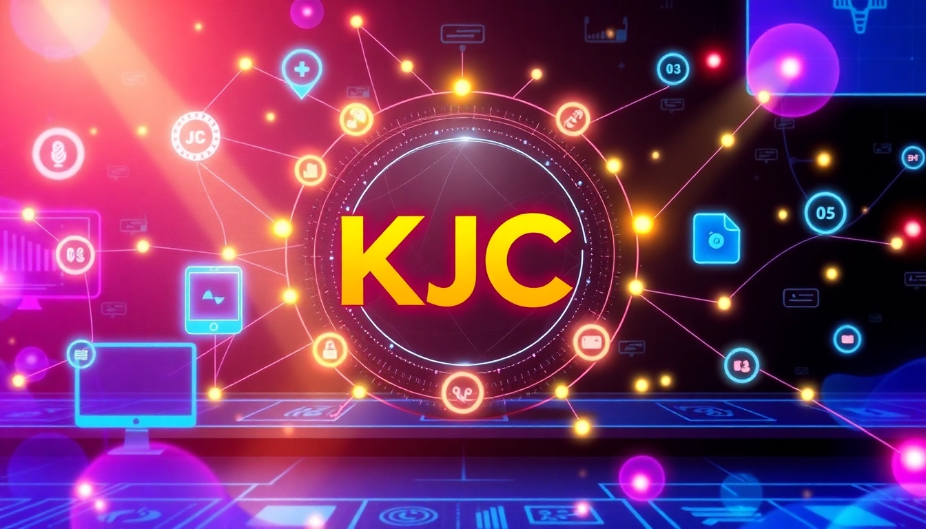 KJC logo displayed on a dynamic digital background symbolizing a global entertainment alliance