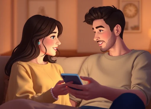 A friendly AI girlfriend engaging in a conversation on a smartphone, showcasing digital companionship and connection for users interested in Ai girlfriend apps.