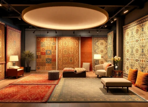 Beautiful Tappeti a Milano displayed in a modern showroom with intricate designs and rich