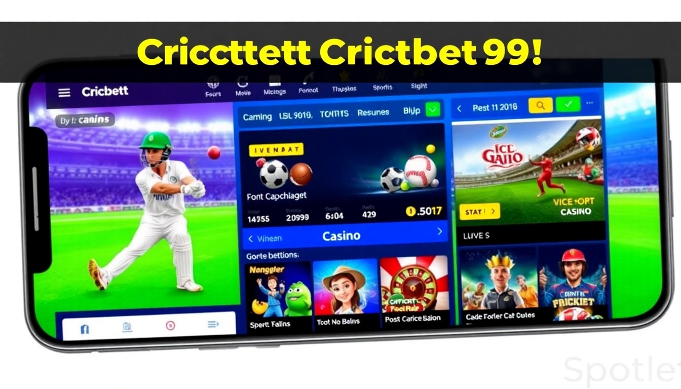 Online Cricbet99 sports betting platform showing live cricket and casino games for Indian users