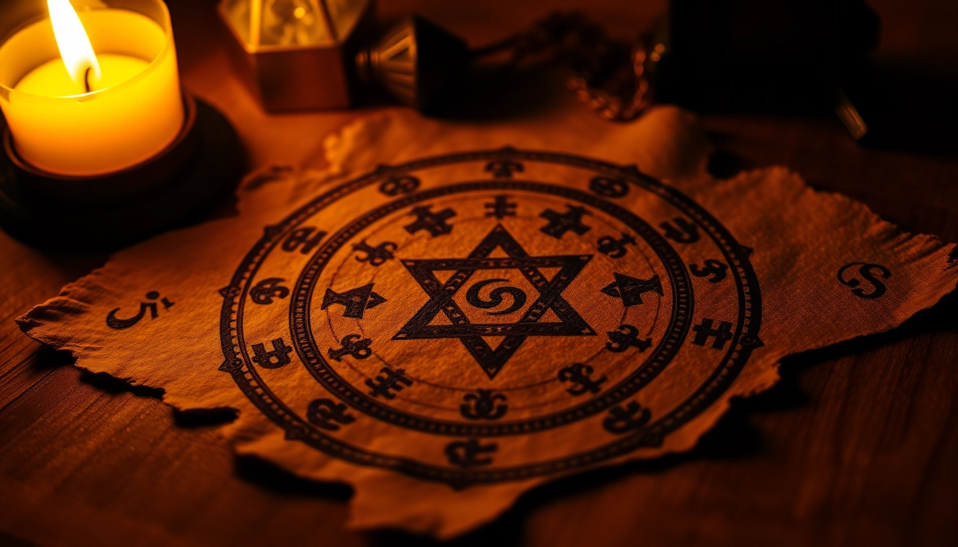 Professional berlin medyum performing spiritual ritual with mystical symbols for protection and