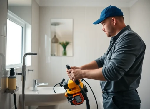 Professional team performing with advanced equipment to unclog and clean toilets effectively