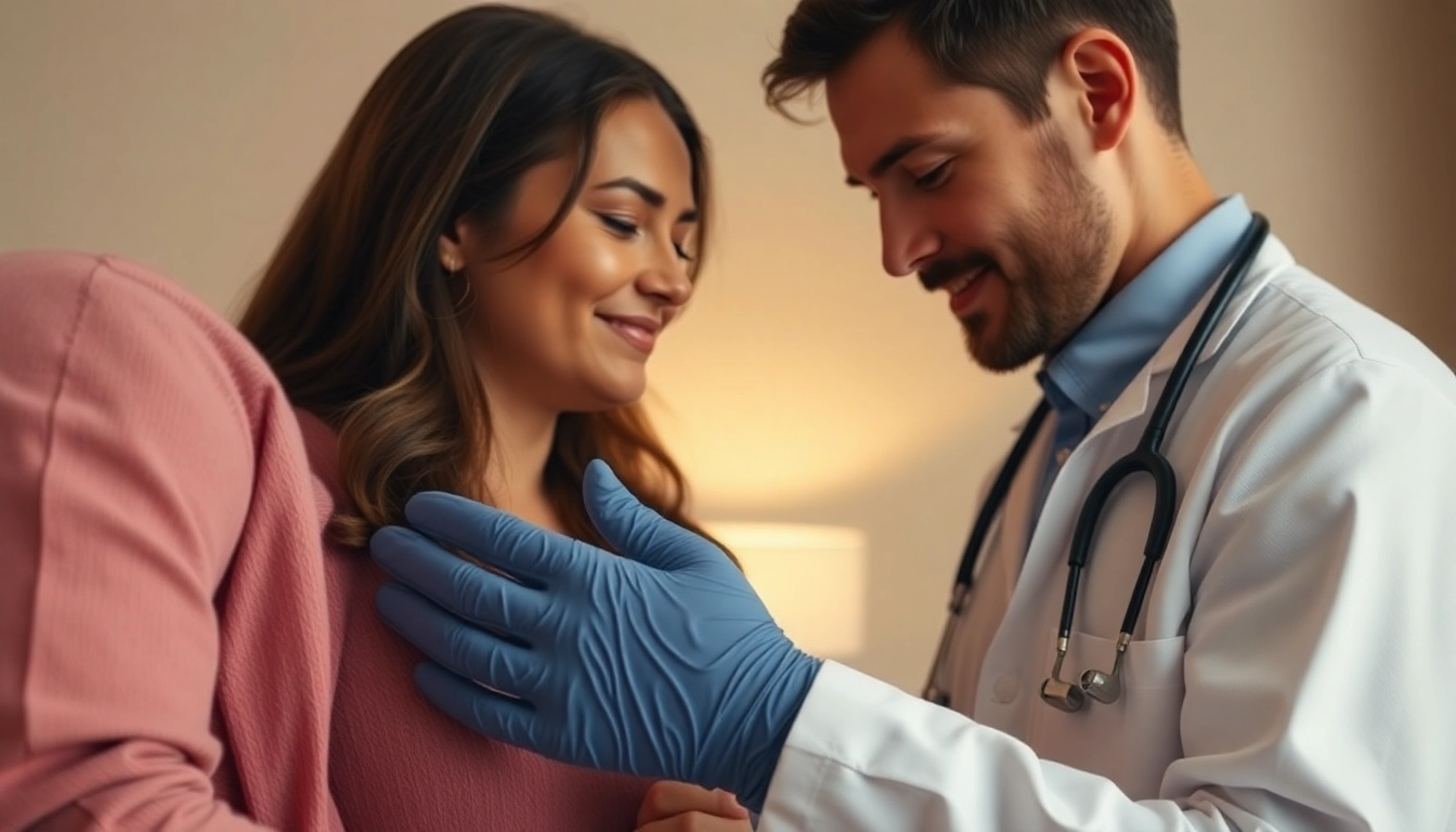 Fecondazione process showing a doctor assisting a couple during fertility treatment with clear,