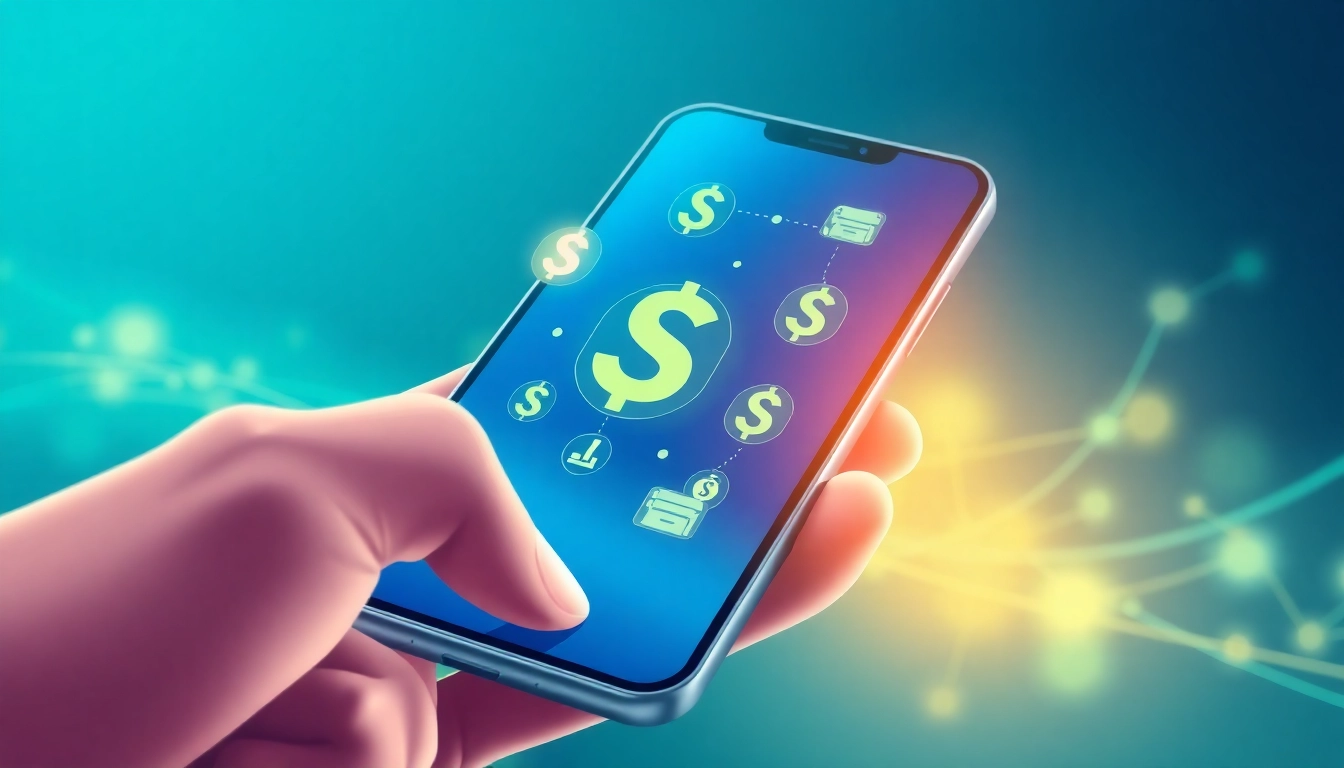 Effective guide to with a smartphone and digital transaction icons for quick cash solutions