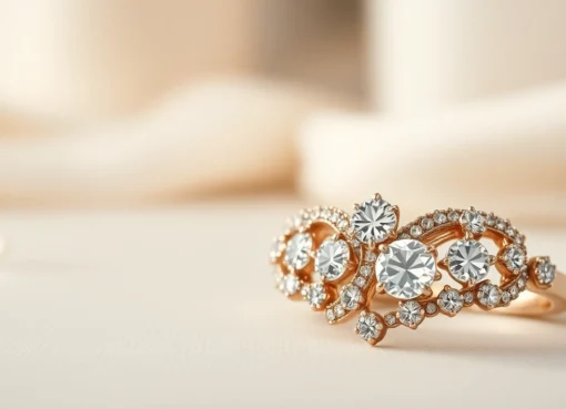 Close-up of a beautiful suzadetuviu ziedai su deimantu showcasing intricate design and shining