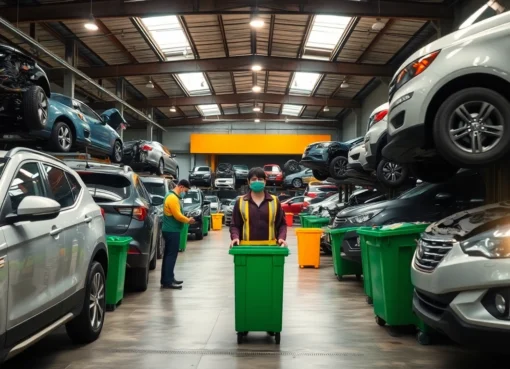 Professional team performing Autoverschrottung with eco-friendly vehicle disposal process in NRW