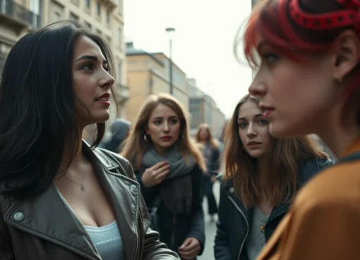 Authentic rychle prachy scene showing women consenting to street-based acts for quick money,
