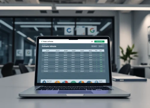 User creating professional estimate using estimate software with easy-to-use interface to