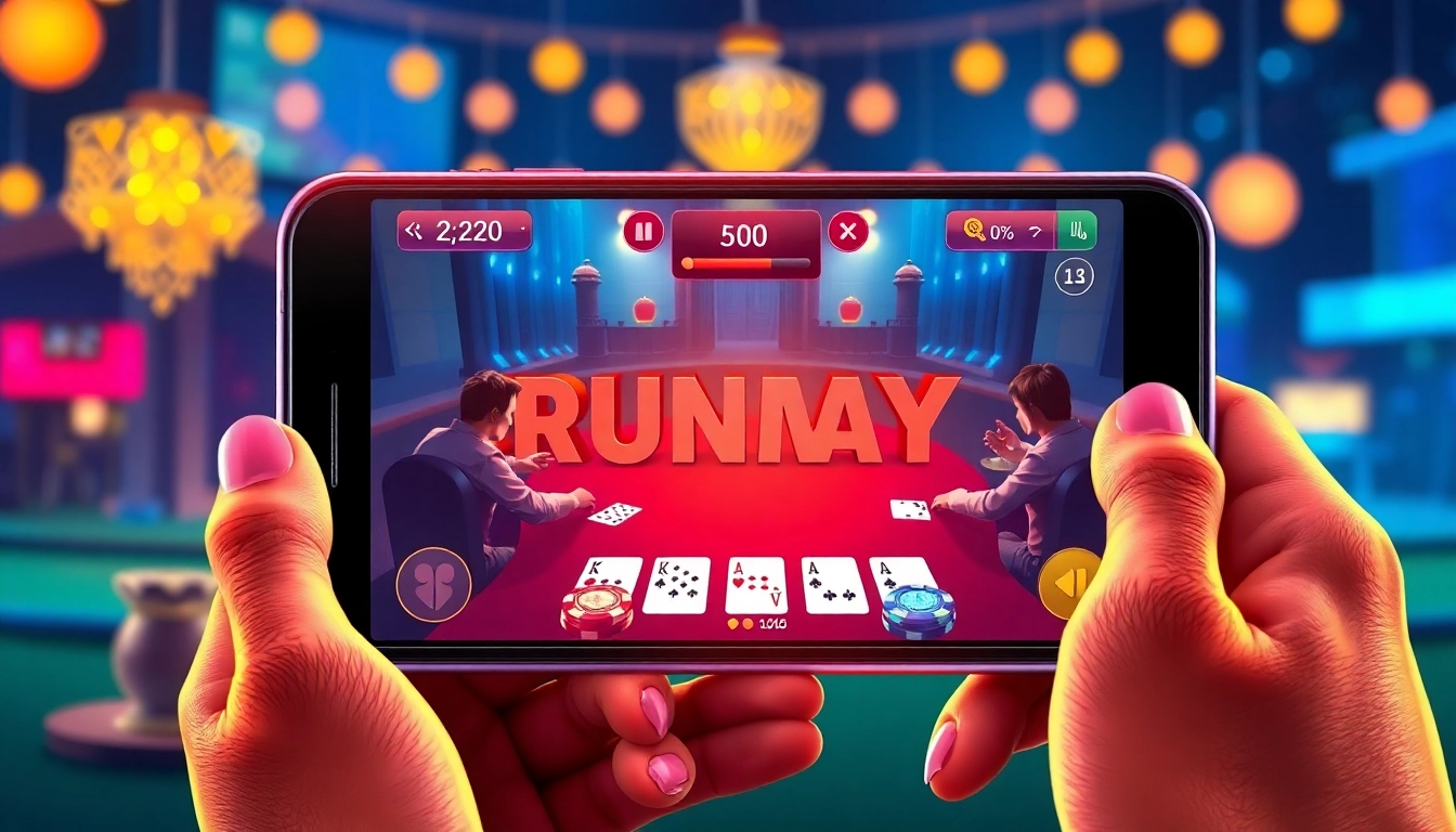 Professional players engaging in pak rummy online game on smartphone, highlighting real money