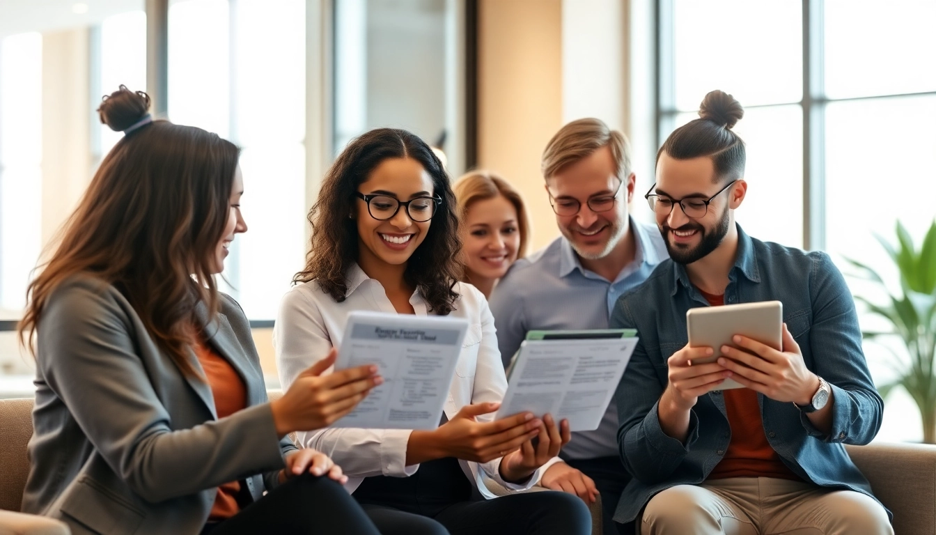 Canadian business team reviewing employee benefits plan options to support staff wellbeing