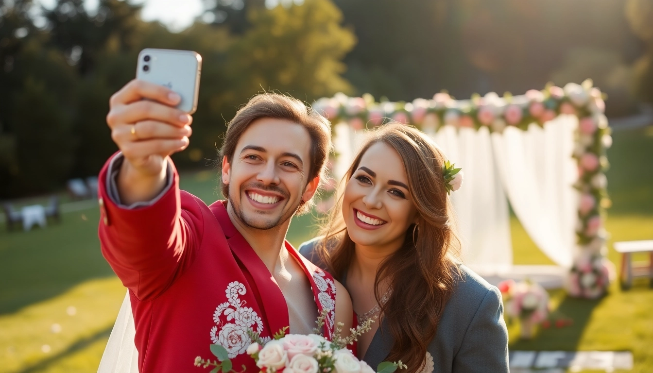 Professional eskuvoi fotozas capturing natural moments of a joyful couple in an outdoor setting