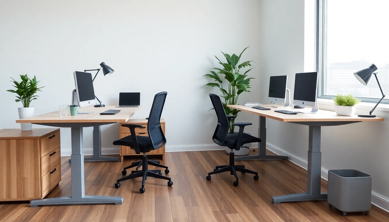 High-quality sit stand desks in a modern office for ergonomic workspace solutions and health